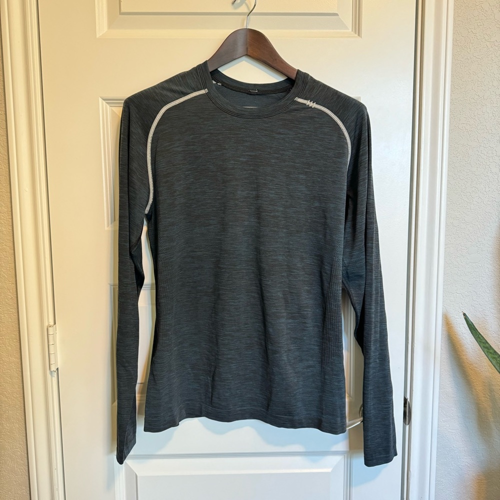 lululemon Long-Sleeve Metal Vent, Heathered Teal, Medium
